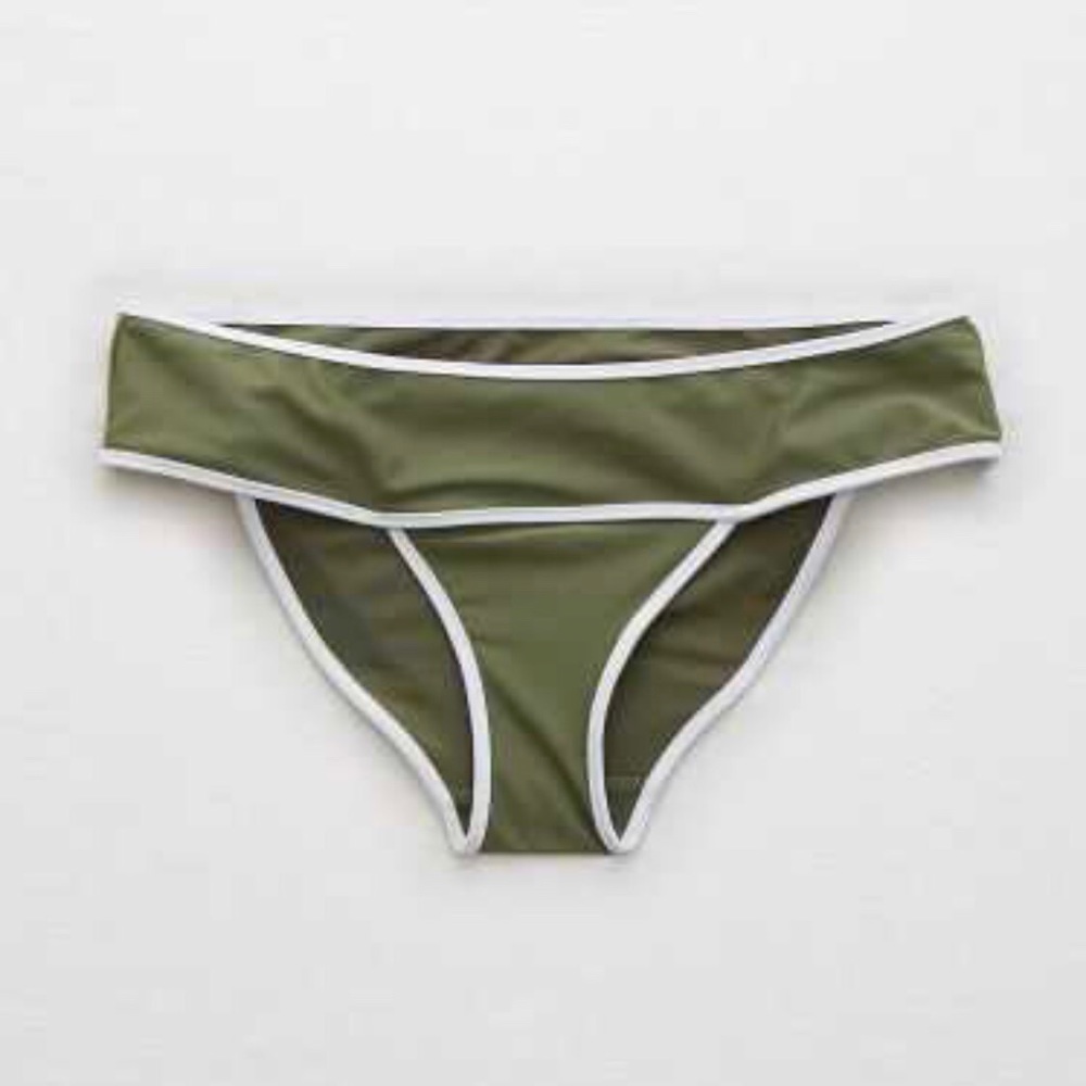 AERIE Piping Bikini in rugged green